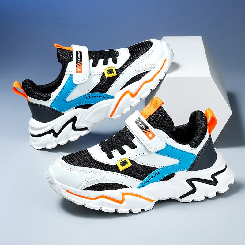 Kids Sports Shoes Boys Sneakers Trendy Non-Slip Running Walking Shoes For School Children Lightweight Casual Tennis Footwear