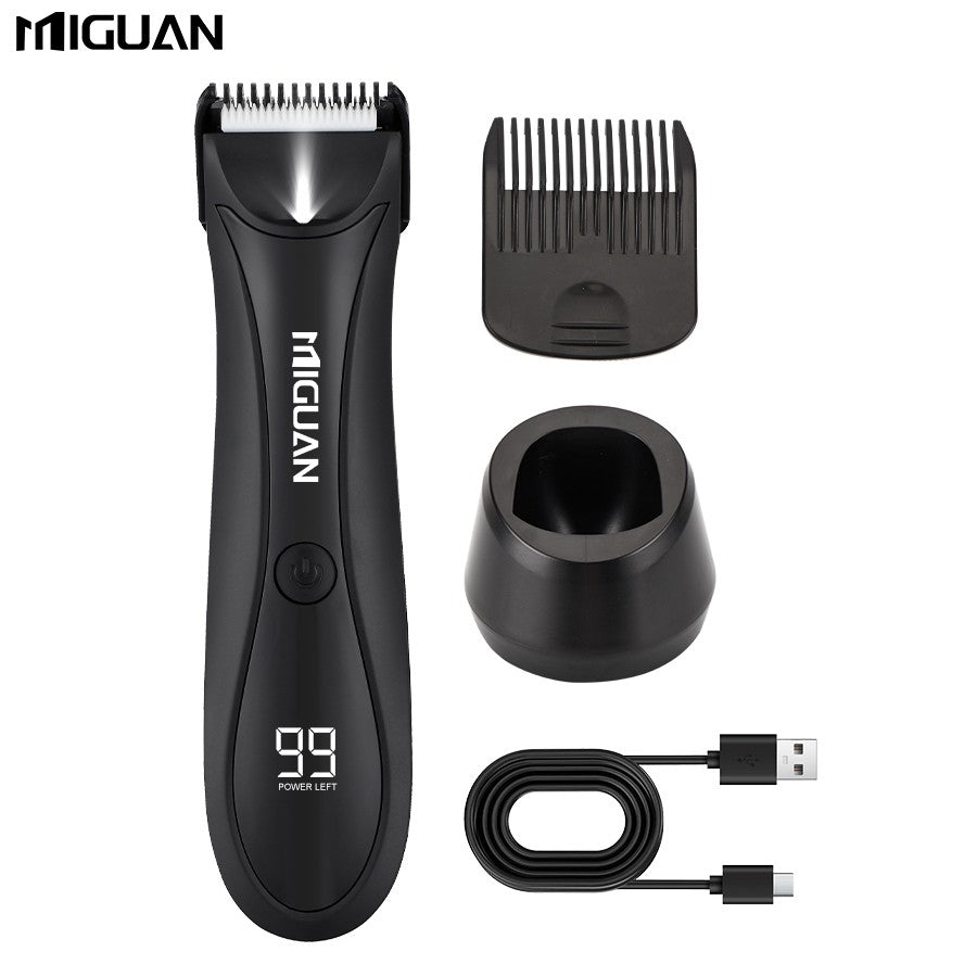 Electric Men's Body Groomer, Hair Clipper & Shaver with USB Charging Docking Station | Features Digital Display | Men's Grooming