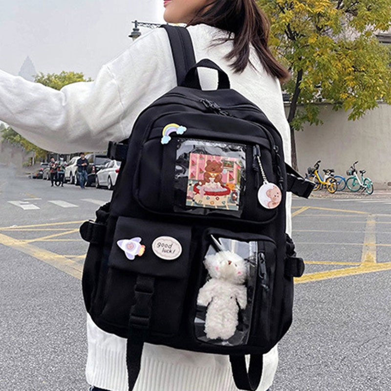 Mochila Feminina Fofa Desenho Animado Moda Adolescente Estudante Mochila Escolar Adorável Bolsa Feminina Mochila Escolar Versátil para Meninas