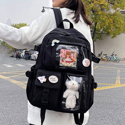 Mochila Feminina Fofa Desenho Animado Moda Adolescente Estudante Mochila Escolar Adorável Bolsa Feminina Mochila Escolar Versátil para Meninas