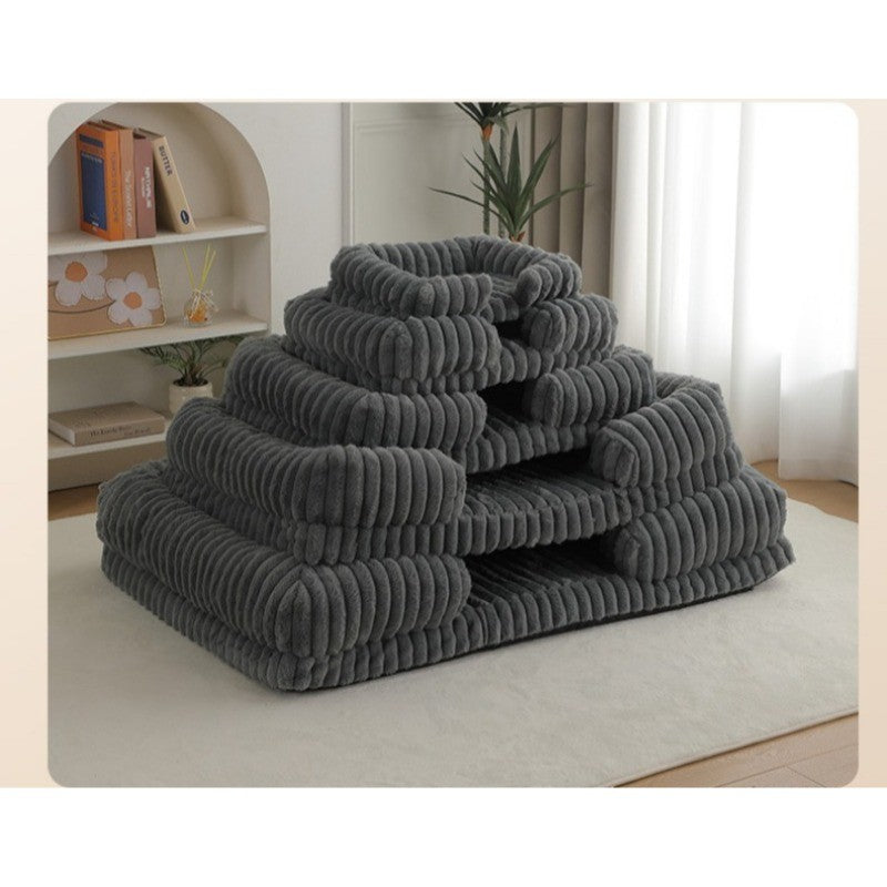 Cama Calmante para Cães Ortopédica em Espuma Viscoelástica Tamanhos P M G GG GGG Sofá com Capa Removível e Impermeável e Tapete de Pelúcia para Cães de Pequeno, Médio e Grande Porte