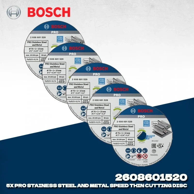 BOSCH 2608601520 Disco de Corte Fino BOSCH PRO Speed para Inox e Metal para Minirrebarbadora Acessórios para Ferramentas Elétricas Bosch