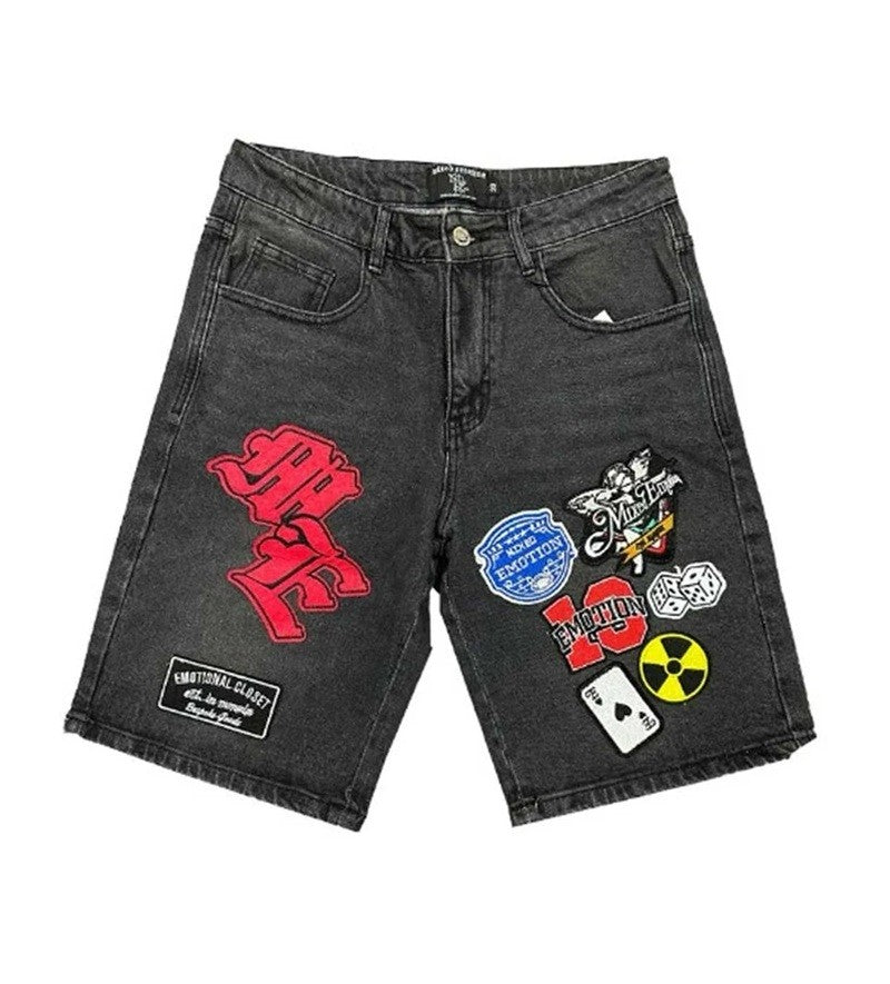 Calça Jeans Masculina Blue Washed MIXED EMOTION Hot Drill Letter Retrô Americana Calça Jeans Feminina Mixed Emotion