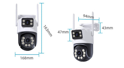 8MP 4K iCSee WiFi Camera PTZ Dual Screens Auto Tracking Night Vision CCTV Surveillance Camera Outdoor 6MP Security IP Camera