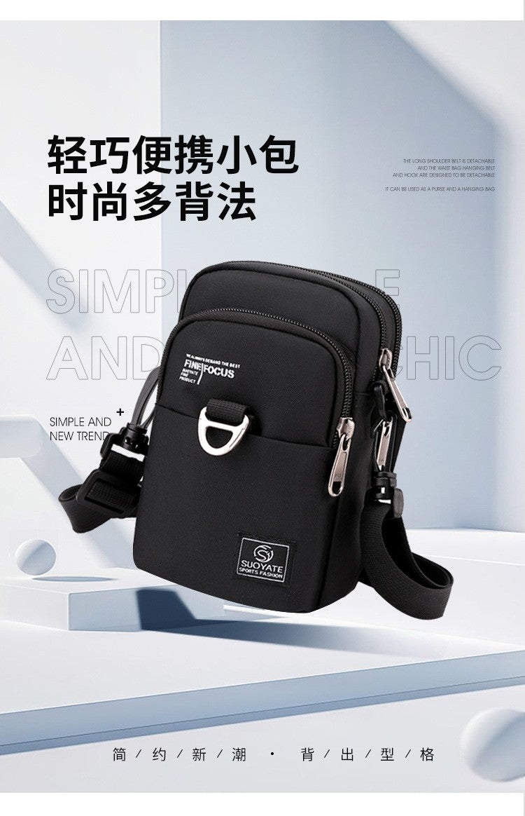Fashion 3 Layers Men Small Shoulder Bag High Quality Durable Nylon Male Handbag Portable Messenger Bag Flap Mini Waist Bag