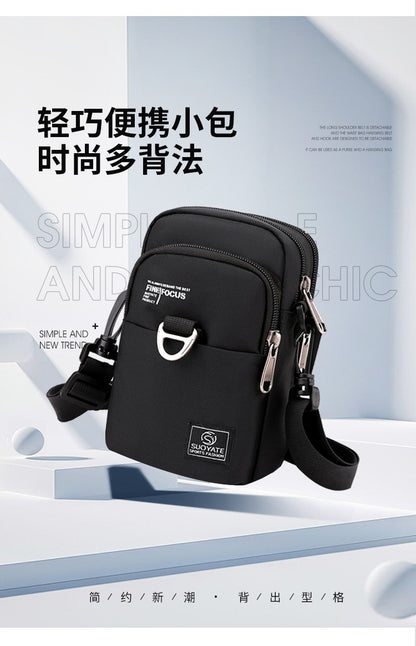 Fashion 3 Layers Men Small Shoulder Bag High Quality Durable Nylon Male Handbag Portable Messenger Bag Flap Mini Waist Bag