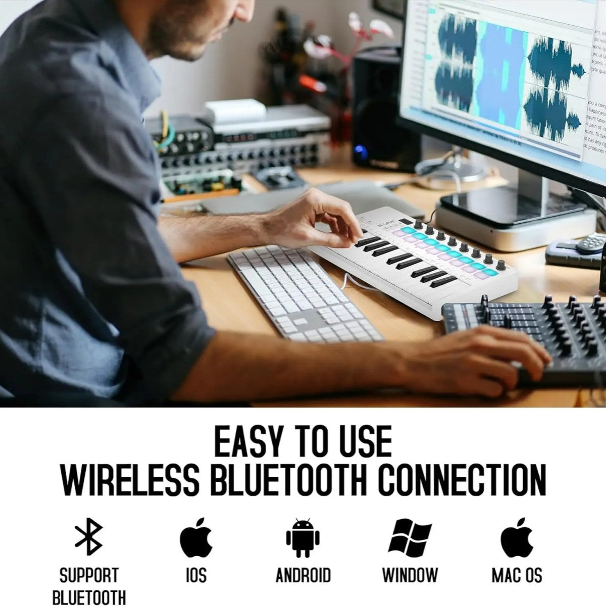 M-VAVE SMK-25 II Teclado Controlador MIDI Pad USB Mini 25 Teclas, 16 Pads de Bateria RGB, 8 Knobs e Produção Musical, Software Incluído