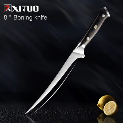 Facas de Cozinha Premium 1-9PEÇAS Conjunto de Facas Japonesas de Aço Inoxidável 5CR15 Incluindo Facas Santoku, Cutelo, Utilitária e de Desossar