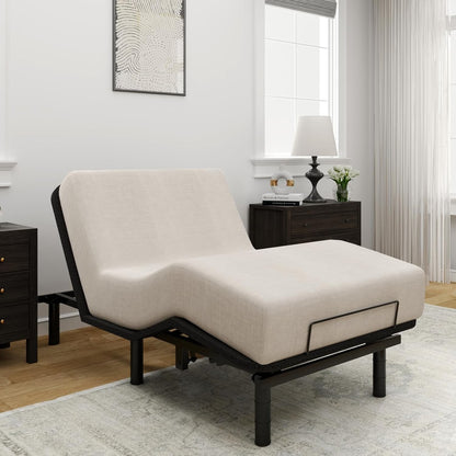 Base de Estrutura Ajustável para Cama Twin XL, Design Segmentado, Fácil Montagem, Cobertura de Tecido Oxford, Controle Remoto com Fio, Durabilidade Ultrassilenciosa