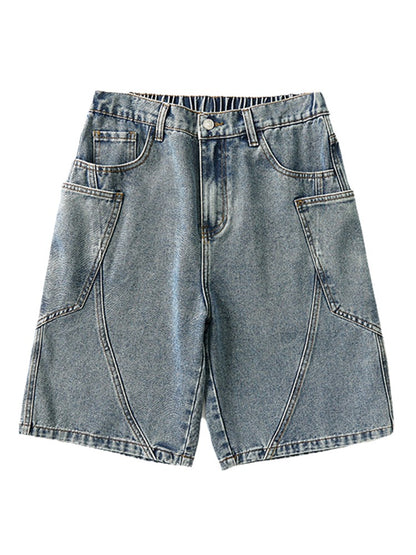Men's Summer Denim Cargo Shorts Big Size 8XL 7XL 6XL Elastic Waist Straight Baggy Jeans Shorts