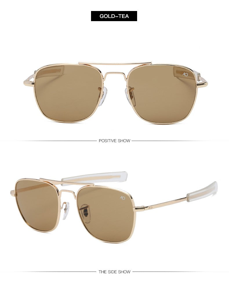 Fashion Aviation Sunglasses Men Luxury Brand Designer Square Sun Glasses for Male American Army Military Oculos