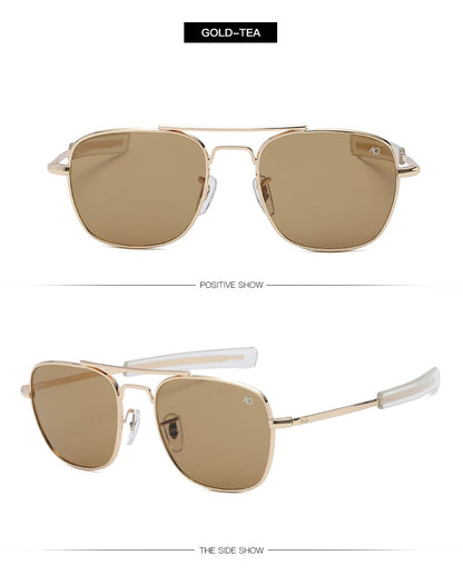 Fashion Aviation Sunglasses Men Luxury Brand Designer Square Sun Glasses for Male American Army Military Oculos