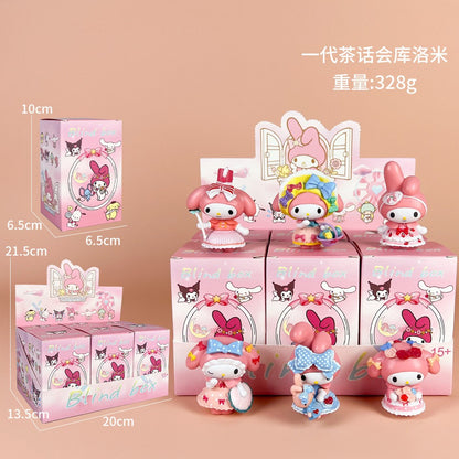 Kit com 5 peças - Sanrio Cinnamoroll, Figura de Anime Pochacco Kuromi Pom Pom Purin Hello Kitty, Bonecos de Ação Modelo My Melody, Presentes