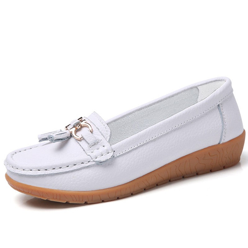 Women Shoes Nurse Loafers Shoes Classics Flats Zapatos Mujer Comfortable Flat Shoes Women White Casual Leather Women's Footwear