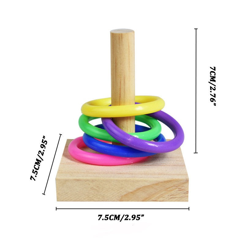 Conjunto de Brinquedos de Treinamento para Pássaros, Quebra-cabeça de Blocos de Madeira para Papagaios, Anéis Plásticos Coloridos, Brinquedo de Mastigar para Treinamento de Inteligência, Suprimentos para Pássaros