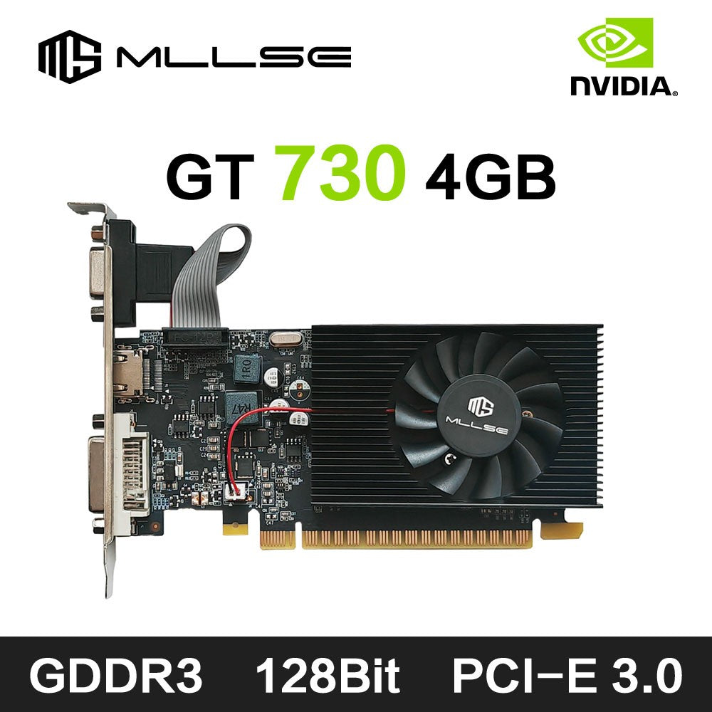 Placa de Vídeo MLLSE GeForce GT730 Placas Vga 4GB DDR3 128Bit Placa Gráfica de Computador para NVIDIA Game PC GT 730 4GD3 HDMI DVI