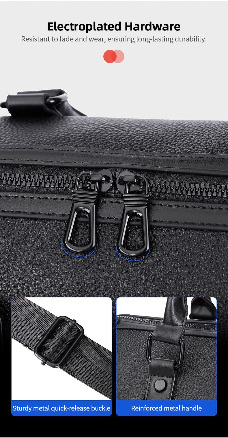 Men‘s Luxe Business Travel Bag Large Capacity with 15.6' Laptop Waterproof PU Material Lightweight for Trip Gym Bolsos de Viajes