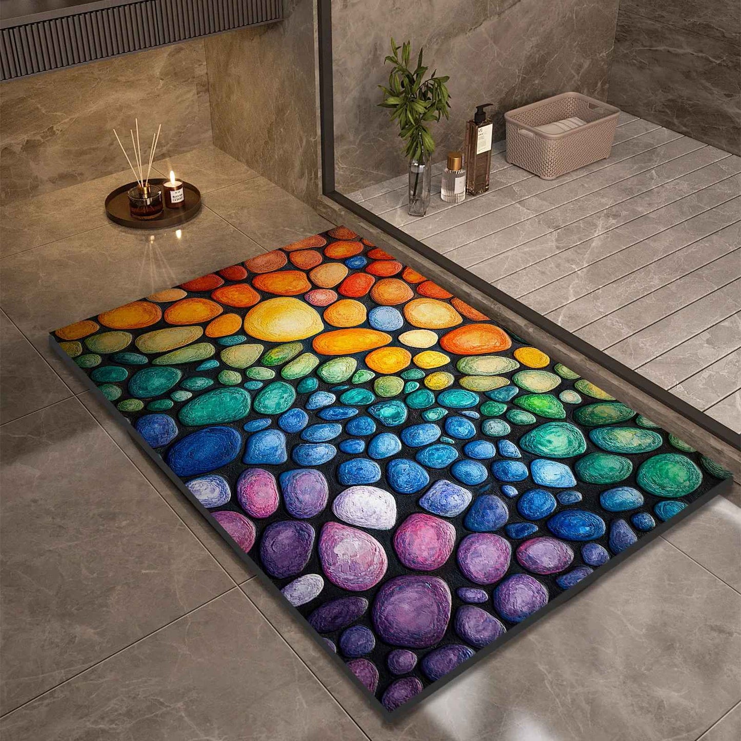 Stone Design Diatomite Bath Mat Bathroom Non-slip Shower Foot Mats Absorbent Quick Dry Toilet Rugs Carpet Doormat Washable