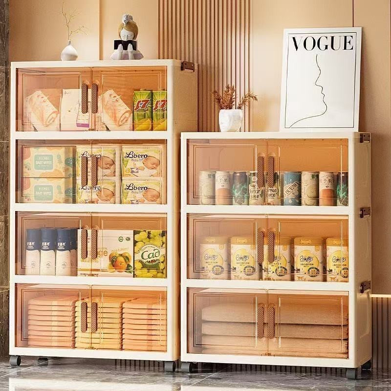 Large Volume Multifunction Folding Living Room Cabinet Closet Organizer With Wheel Stackable Sundries Large Capacity Storage Box