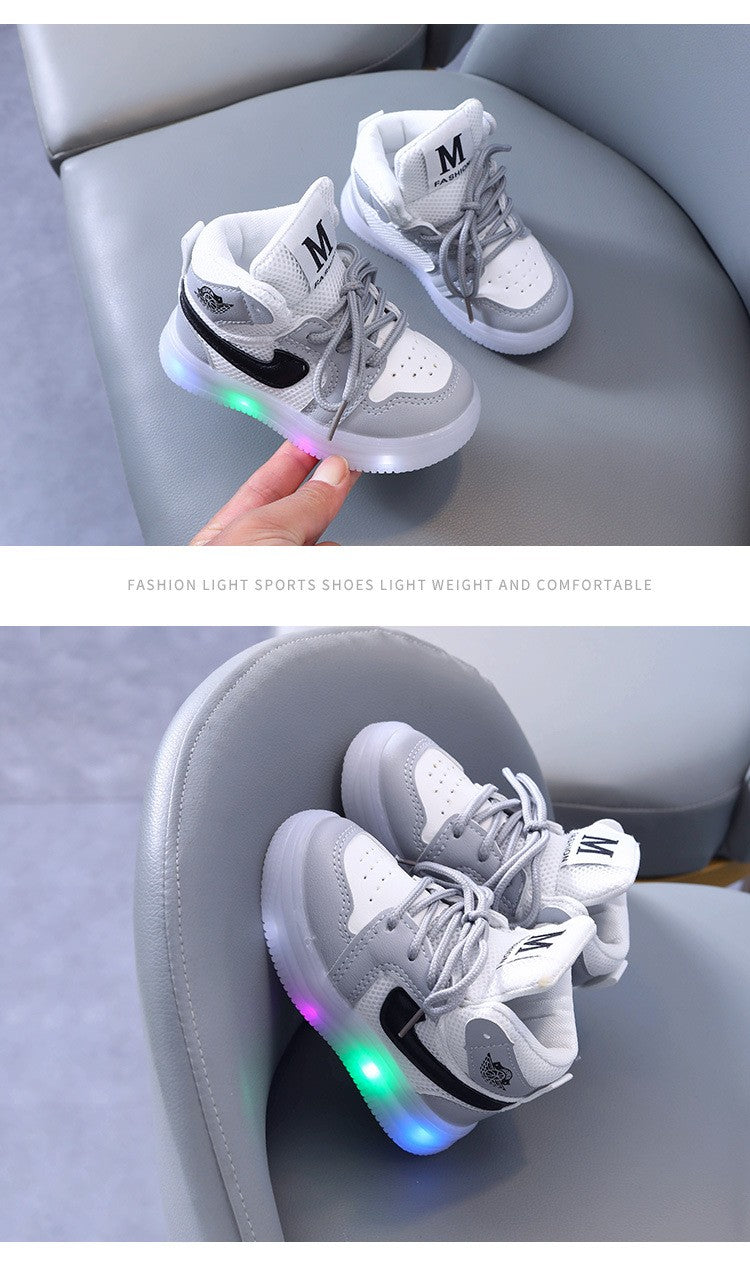 Children Shoe Spring and Autumn Boys Girls Lighted Sneakers Glowing Shoe Soft Soled Breathable Casual Infant Toddler Shoes