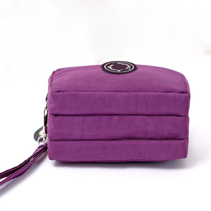 Daily multi-functional ladies handbag three-layer zipper large capacity mobile phone bag pure color coin purse key storage bag