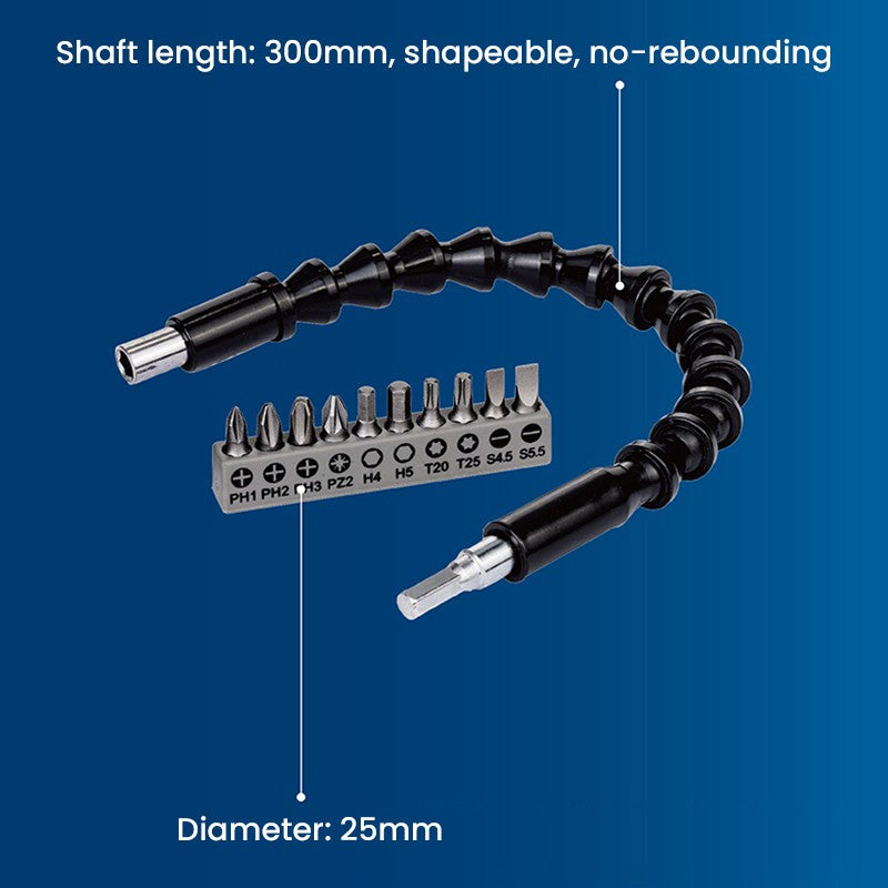 Bit de Parafusadeira Bosch Eixo Flexível Omnidirecional 360° 11 Peças Acessório de Aço Inoxidável Ferramenta Rotativa de Retificação