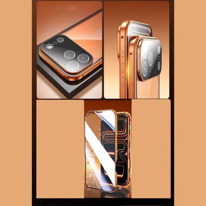 Capa Protetora 360° Magnética de Metal com Vidro Dupla Face e Trava de Encaixe para iPhone 17 Pro Max/17/Air/17 Pro