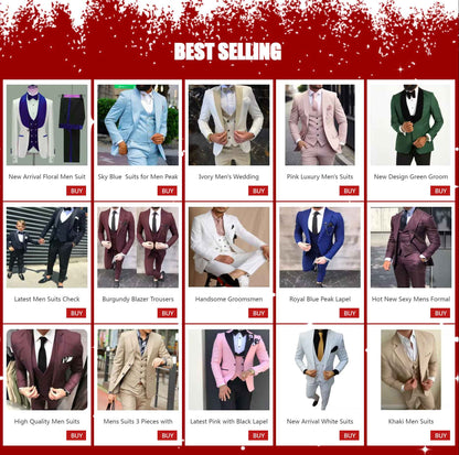 2024 White Elegant Formal Wedding Men Suits Groom Tuxedo Prom Slim Fit Blazers Hombre High Quality Custom 2 Piece Set Costume