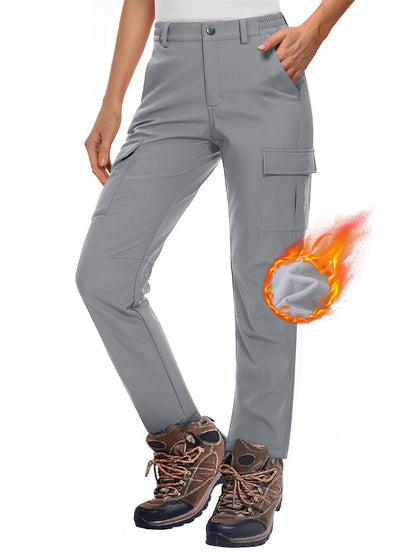 MAGCOMSEN Women's Softshell Pants Fleece Lined Winter Hiking  Ladies Pants Snow Ski Trousers Waterproof Ripstop Warm Cargo Pants