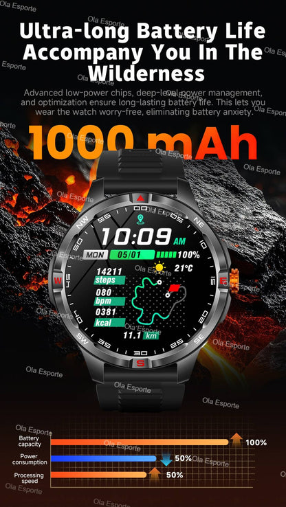 T-Rex 3 Military 1000mAh Battery Smart Watch 10ATM Waterproof GPS Track Compassr Bluetooth Call AMOLED Men Swim Sport Smartwatch
