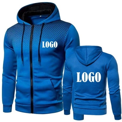 Men's Zip Up Hoodie Customizable Logo Fleece Lined Soft Warm Casual Jacket Outdoor Sports Hip Hop Streetwear
