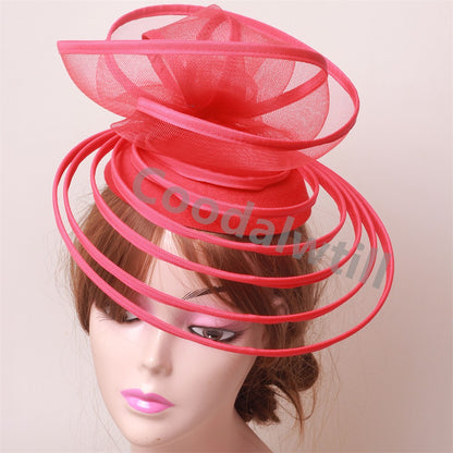 Chapéu Fascinator de Igreja Véu de Casamento de Malha Feminino para Festa Banquete Chapéu Boné Faixa de Cabelo Feminina Festa Chá Royal Ascot Chapéus Pillbox