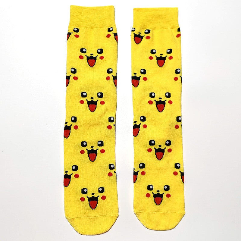 Pokemon Men's Fashion Trend Long Socks Cartoon Anime Figure Pikachu Eevee Gengar Unisex Athletic Harajuku Socks