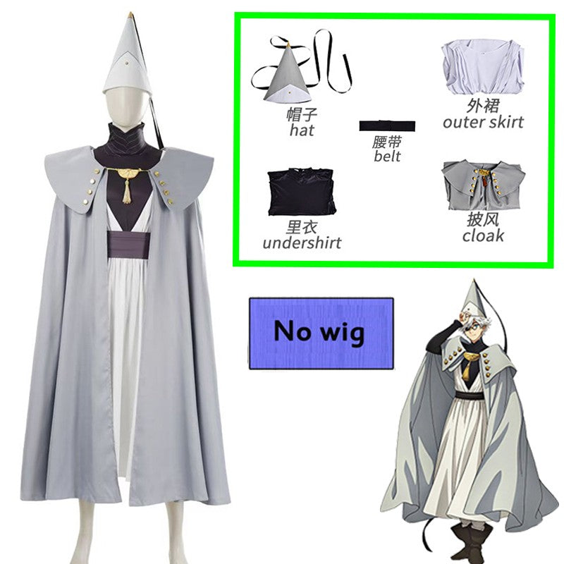 Anime Witch Hat Atelier Cosplay Costume Magician Qifrey Robe Cloak Belt Pointed Hat Wig Set Party Masquerade Carnival Adult Suit