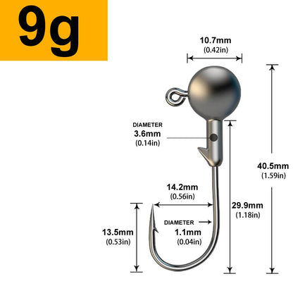 MrLurion 30pçs 1g 2g 3g 5g 10g 14g 18g 22g 25g 28g Anzol tipo jig head, anzol redondo para iscas soft e crank