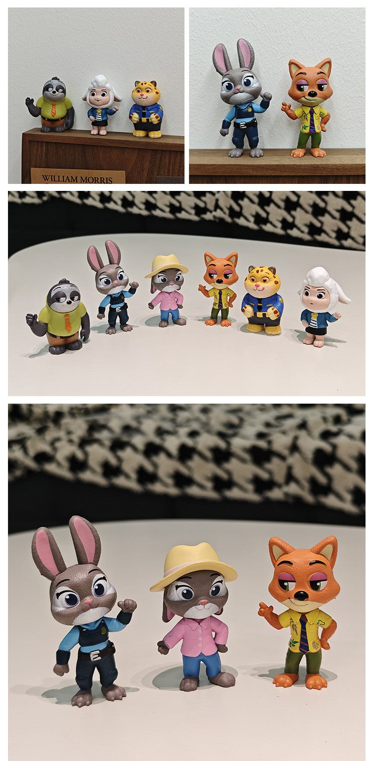 6pc/Set Zootopia Action Figure Judy Nick Disney Cartoon Cute Model Toy Kawaii Collection Doll Desktop Ornament Decoration Gift