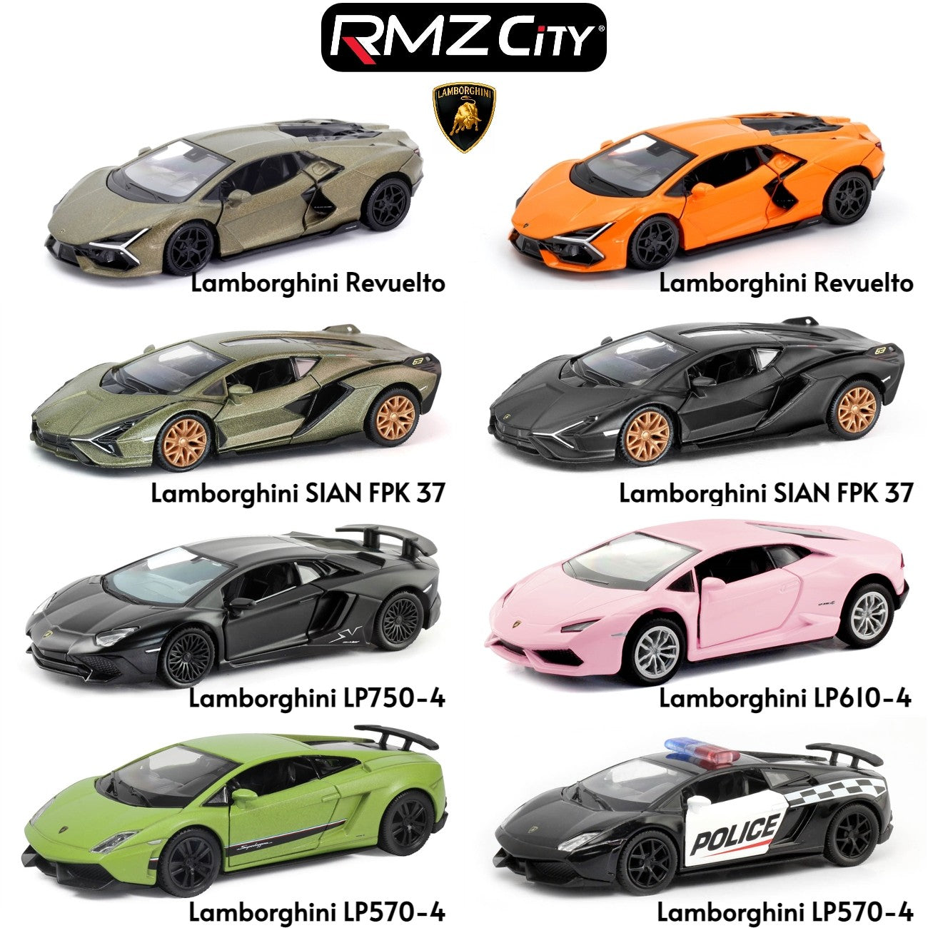 1/36 Lamborghini Super Sport Miniatura de Carro de Brinquedo para Crianças RMZ CiTY Diecast Metal Carrinho de Fricção para Coleção Presente Meninos