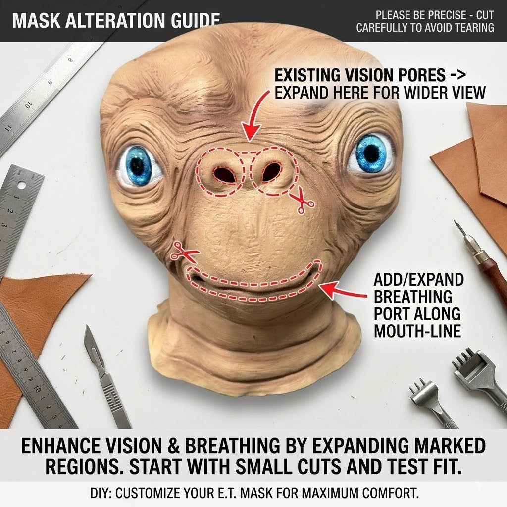 ET Alien Latex Mask Halloween Carnival Party Movie E.T. the Extra-Terrestrial Realistic Cosplay Creepy E.T. Alien Full Head Mask