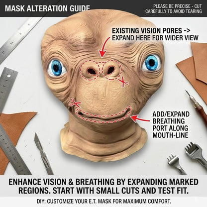 ET Alien Latex Mask Halloween Carnival Party Movie E.T. the Extra-Terrestrial Realistic Cosplay Creepy E.T. Alien Full Head Mask