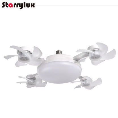 LED Smart Silent Fan Light with E27 Screw Creative 3/4/5 Head Remote-Controlled 3-Speed Adjustable for Home Living Room Bedroom