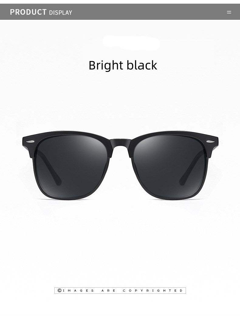 New Polarized Sunglasses Women Black Plastic Full Frame Square Sun Glasses Men Out Door Sun Eyewear Fashionable Eyeglass Uv400