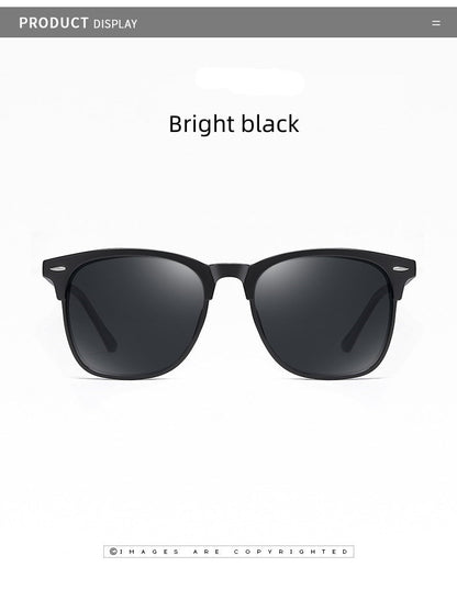 New Polarized Sunglasses Women Black Plastic Full Frame Square Sun Glasses Men Out Door Sun Eyewear Fashionable Eyeglass Uv400