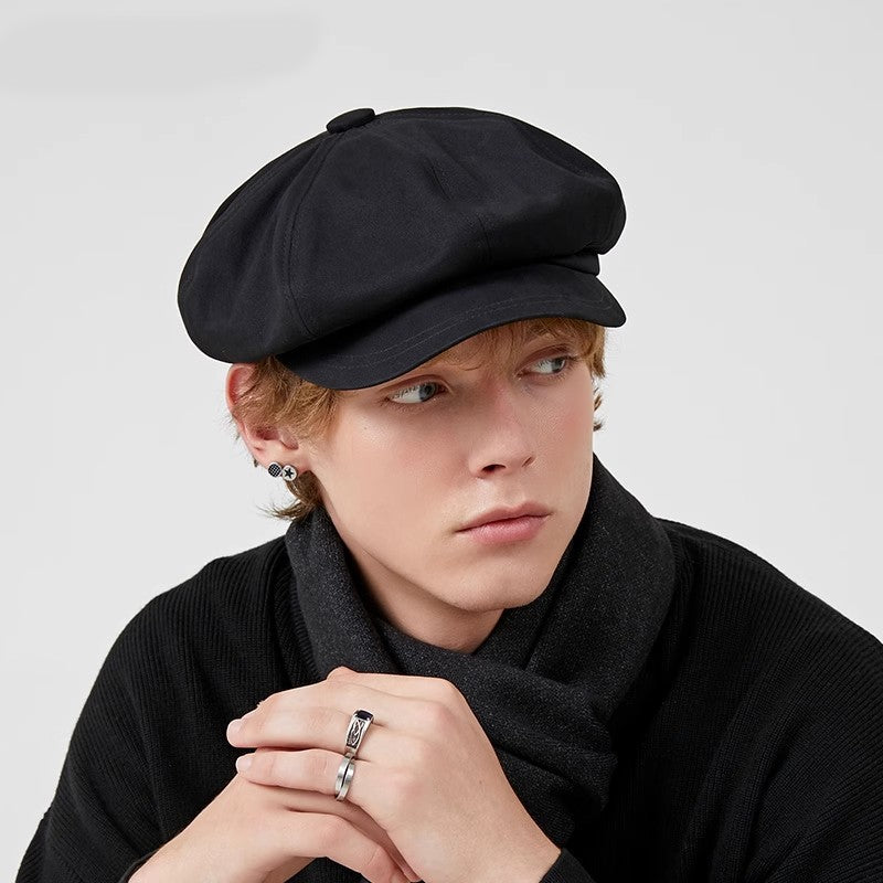 Beret Men's Fashion Spring and Summer Versatile Newsboy Cap Painter's Cap British Vintage Hat Octagonal Cap for Men and Women