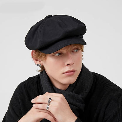 Beret Men's Fashion Spring and Summer Versatile Newsboy Cap Painter's Cap British Vintage Hat Octagonal Cap for Men and Women