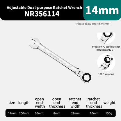 Conjunto de Chaves Catraca AMR Ferramenta Manual de 72 Dentes Cabeça Flexível Acabamento Espelhado 6mm-32mm Reparo Automotivo e Residencial