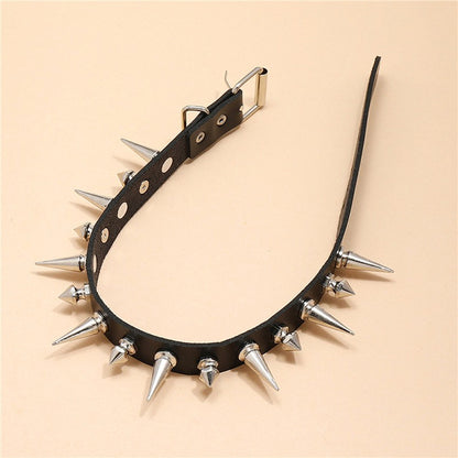 Gargantilha Punk Longa com Spikes, Gola de Couro Sintético para Mulheres Homens, Gargantilha Legal com Grandes Rebites, Acessórios de Colar Estilo Gótico