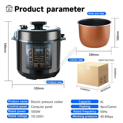 Panela de Pressão Elétrica 6L? Multicook 6 em 1 Panela de Pressão Panela de Cozedura Lenta Saltear Cozinhar a Vapor?