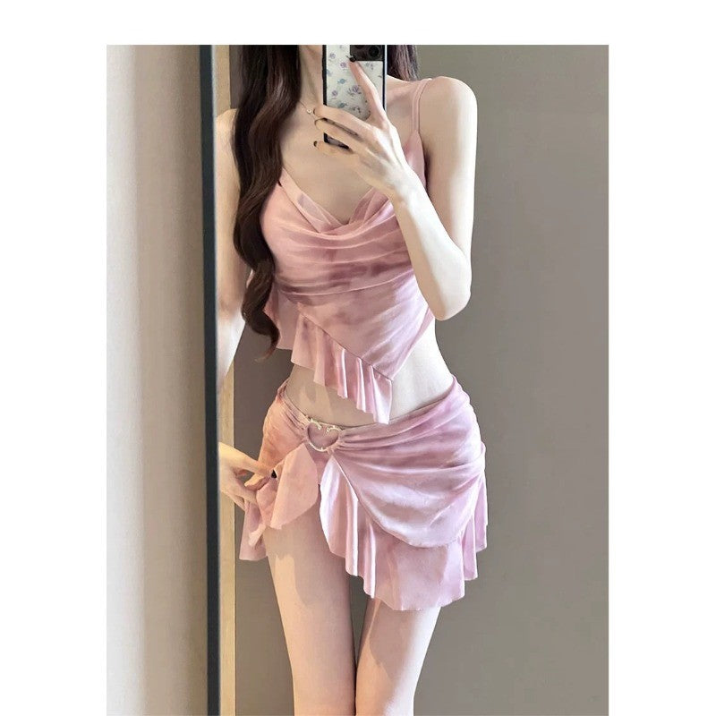 Summer Elegant 3-Piece Bikini Set Women Advanced Feeling Swimsuit Cover-Up Skirt Thailand Beach Vacation Sexy Bathing Suit