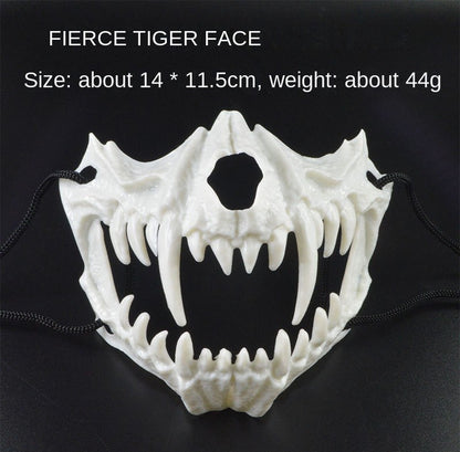 Halloween Mask Half-face Mask Cos Dragon God Fierce Tiger Night Fork Tengu Man Wolf Mask Performance Skull Masks