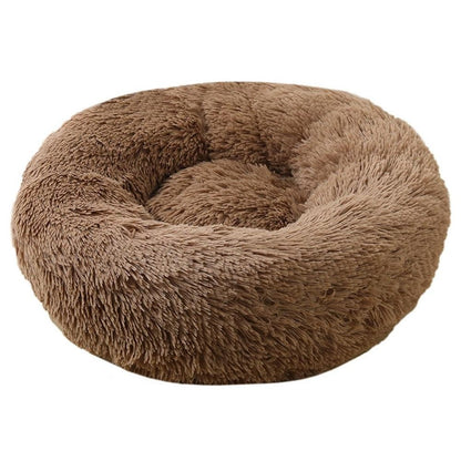 Almofada de Cama para Gatos e Cães de Pelúcia Macia e Quente com Pelo Sintético, Cama Redonda Calmante em Formato de Donut Confortável e Lavável para Cães e Gatos de Pequeno e Médio Porte